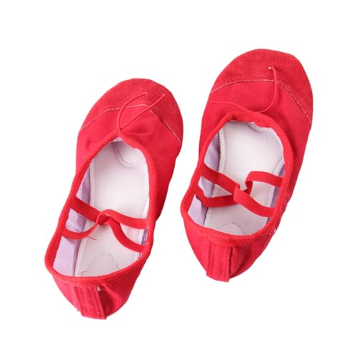 Beavorty Antirutsch Ballettschuhe mit Elastischem Band Leichte Tanzhalbschuhe mit Rutschfester Sohle Geeignet für Yoga Ballett Modern Dance Rot von Beavorty