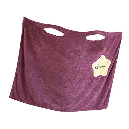 Beavorty Bademantel Damen Purpur Lang Ärmellos Schulterfrei Mit Tasche Nachthemd Baderock Haushalt Korallenverstärkt von Beavorty