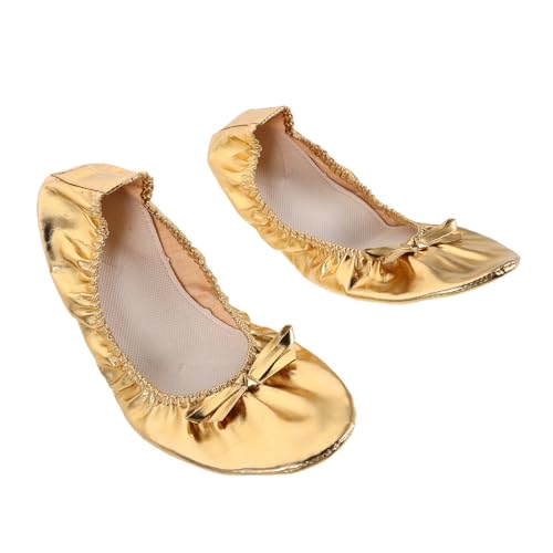 Beavorty Ballet Schuhe Soft Sole Ballettschläppchen Damen Tanzschuhe für Bauchtanz Yoga Hochflexible Vollsohle Leicht und Stoßdämpfend Gold von Beavorty