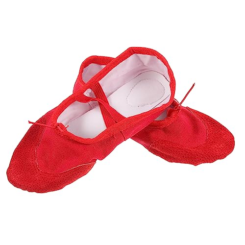 Beavorty Ballettschuhe Erwachsene rutschfeste Gymnastikschuhe Weiche Sohle Elastisches Band Tanzschläppchen Für Yoga Ballett Moderner Tanz Rot von Beavorty