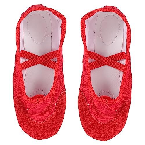 Beavorty Ballettschuhe für Erwachsene Elastisches Band rutschfeste PU Tanzschläppchen Weiche Sohle Rote Gymnastikschuhe Geeignet für Yoga Ballett Tanz Performance von Beavorty