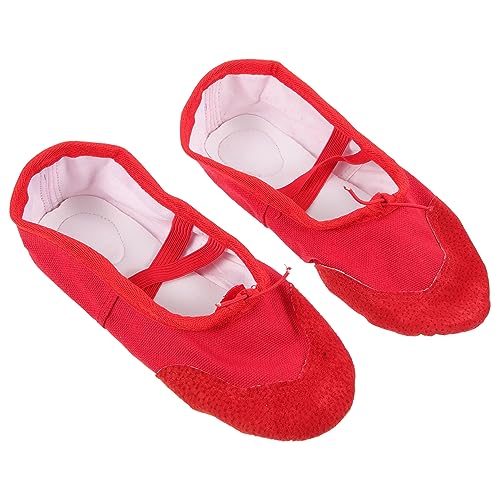 Beavorty Ballettschuhe und Erwachsene PU Material Elastisches Band rutschfeste Gymnastikschuhe Weiche Sohle Für Yoga Ballett Tanztraining Rot von Beavorty