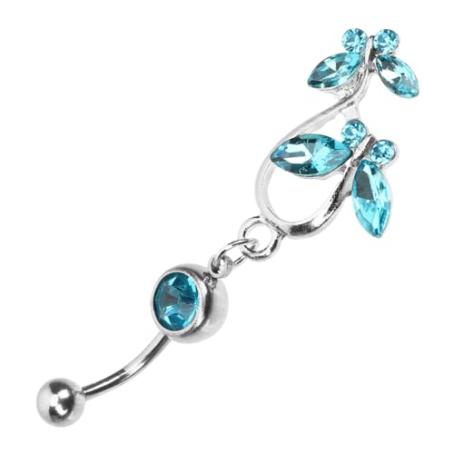 Beavorty Edelstahl Nabelring Mit Schmetterlingsdesign Bauchnabelpiercing-ring Für Damen Baumelnder Körperschmuck Glatter Und Robuste Oberfläche Angenehm Zu Tragen von Beavorty