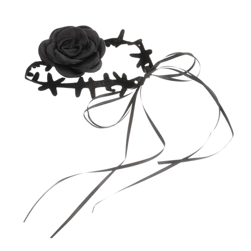 Beavorty Blumen Choker Halskette für Damen Elegantes Verstellbares Design für Geburtstag Hochzeit Halloween und Besondere Anlässe Schwarze Blumen Halskette für Frauen von Beavorty