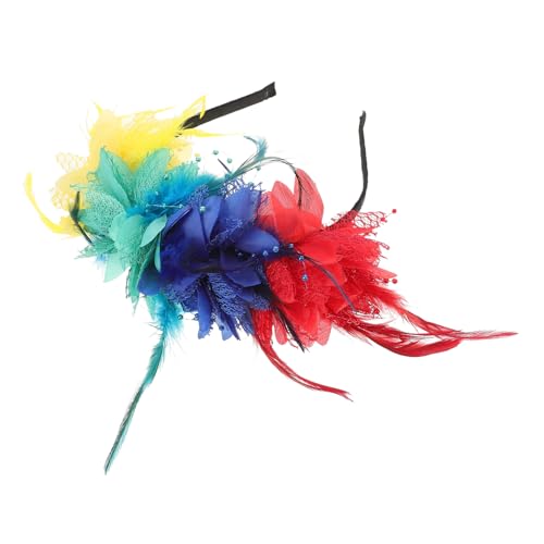 Beavorty Blumen Stirnband Mit Federn Für Damen Für Halloween Teeparty Maskerade Und Hochzeit Verstellbare Kopfbedeckung Mit Blumenmuster von Beavorty