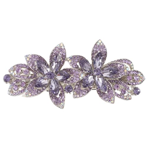 Beavorty Kristallblume Haarspange Haarschmuck Legierung Damen Erwachsene Haarspange Damen Strass Kleine Federklammer (marineblau) Kleine Haarspangen Violett Metall Kopfbedeckung Fräulein von Beavorty