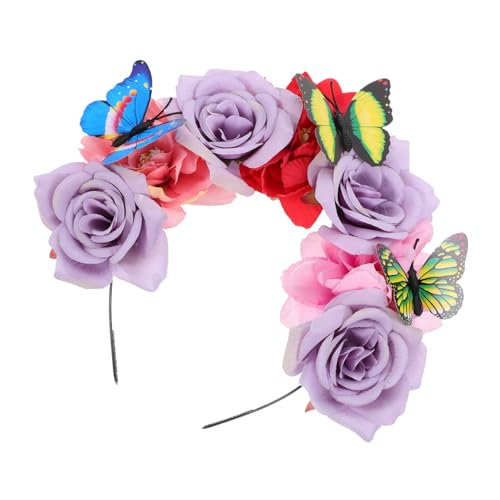 Beavorty Blumen-Schmetterlings-Kopfschmuck Blumenkopfschmuck Stirnband für die haarschmuck für damen haarzubehör für damen Schmetterlings-Accessoires für Frauen Halloween-Stirnband gotisch von Beavorty