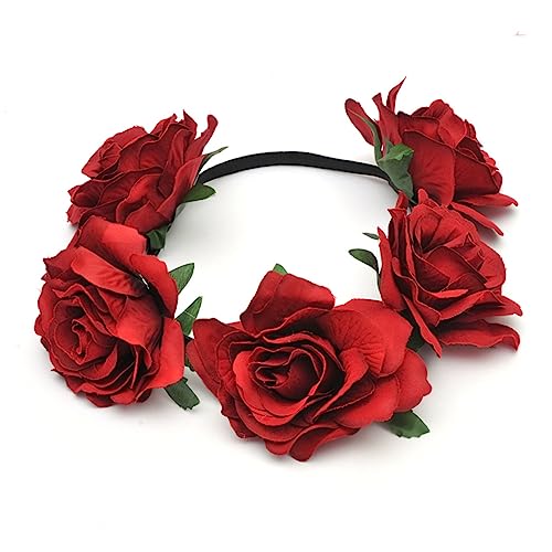 Beavorty Haargummis Für Frauen Haarbänder Für Damen Blumengirlande Für Frauen Blumen Für Mädchen Rosa Stirnbänder Blumenstirnbänder Für Damen Rosafarbenes Haarband Rosen Haarschmuck Braut von Beavorty