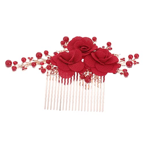 Beavorty Blumenclips Für Das Haar Hochzeit Kopfschmuck Hochzeit Haarkamm Florale Haarnadel Haarspange Mit Rosenblüten Haarnadeln Für Frauen Haarschmuck Rote Rose Perle Braut von Beavorty