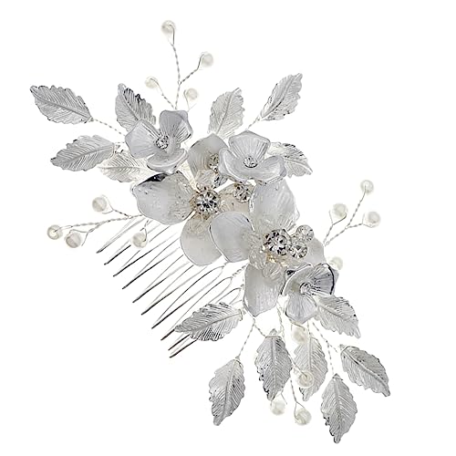 Beavorty Blumenkamm Haar Seitenkamm Hochzeit Haarkammclip Für Die Hochzeit Perlenhaarkamm Für Frauen Hochzeit Hochzeitsblumen-haarkamm Haarschmuck Zinklegierung Braut Kleid Strasssteine von Beavorty