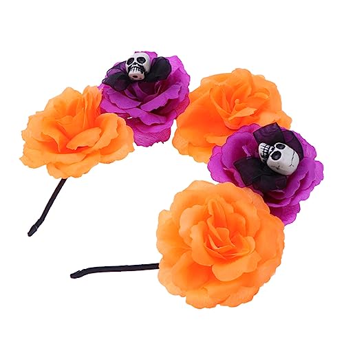 Beavorty Gotischer Blumenkopfschmuck Halloween-party-stirnband Tag Der Toten Kopfschmuck Gruseliges Haarband Halloween-kostümzubehör Halloween-party-stirnbänder Die Blumen Geist von Beavorty