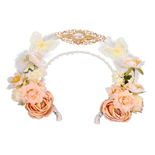 Beavorty Blumenkranz Haarschmuck für Frauen Haarkrone mit Blättern für Hochzeiten Verlobungen Cosplay Partys Perfektes Accessoire für Bräute von Beavorty