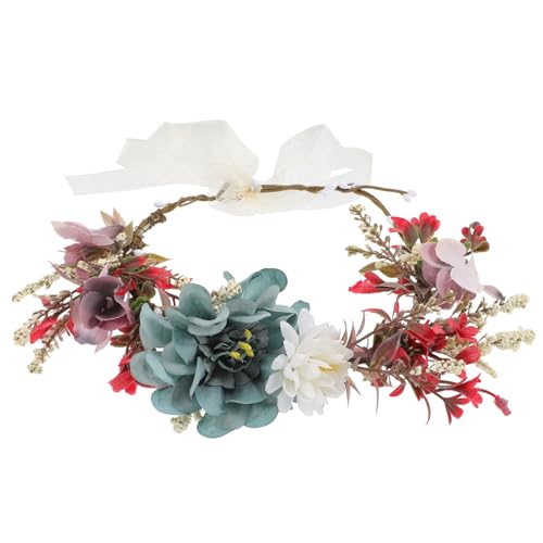 Beavorty Blumenkrone Haarband mit Elastischem Stoffband Verstellbarer Brautschmuck für Damen und Mädchen Realistische Blumen Haargirlande für Hochzeit Fest und Party Süßer Haarschmuck für von Beavorty