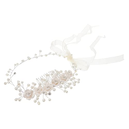 Beavorty Haarschmuck Für Blumenmädchen Haarband Mit Perlen Für Mädchen Diademe Für Mädchen Mädchen-stirnband Stirnbänder Für Blumenmädchen Anmut Kind Weiß Südkorea Legierung von Beavorty