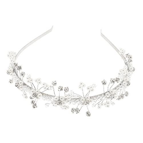 Beavorty Blumenmädchen Hochzeit Stirnband Kopfschmuck Aus Kristallperlen Stirnband Aus Kristallperlen Haarschmuck Baby Mädchen Verbeugt Sich Haarteil Weiß Kleine Kleid Klauenbohrer von Beavorty