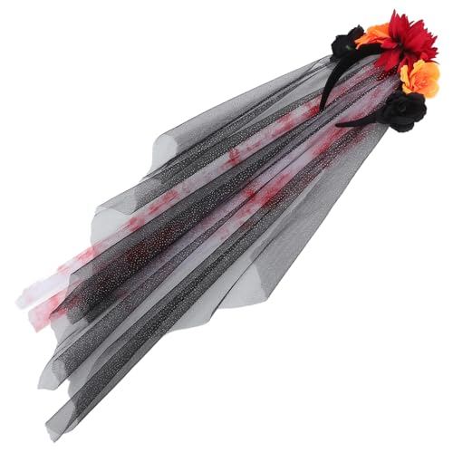 Beavorty Blumenstirnband Für Halloween Cosplay Party Stirnband Mit Blumendekor Und Langem Schleier Für Erwachsene von Beavorty