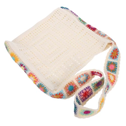 Beavorty Boho Gehäkelte Strandtasche Damen Leichte Robuste Mesh-handtasche für Sommerurlaub Vielseitige Schultertasche für Party Shopping und Strand mit Großem Innenraum Retro-design von Beavorty