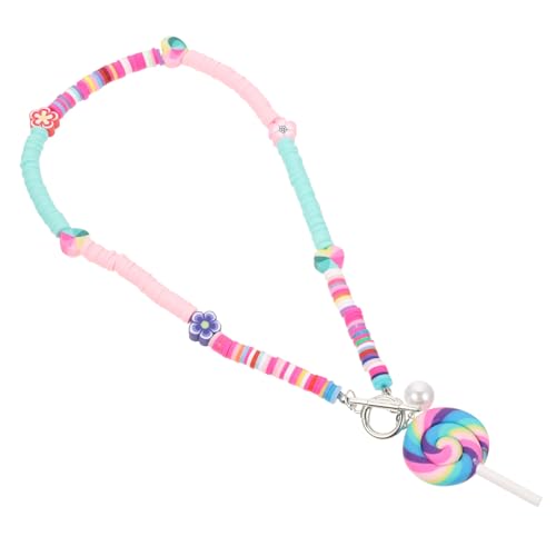 Beavorty Boho Sommerkette mit Polymer Clay Perlen und Candy Anhänger Bunte Handgefertigte Halskette für Strandurlaub Modische Ethno designs für Damen und Mädchen von Beavorty