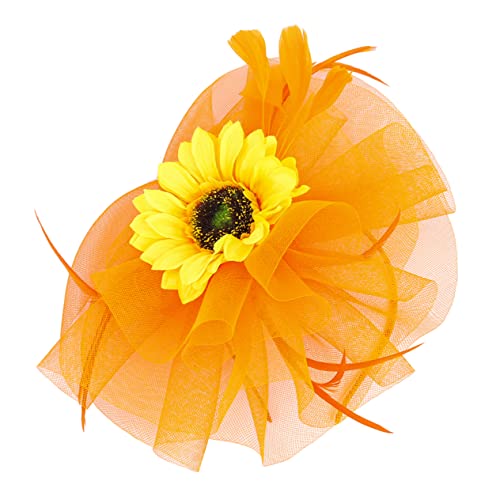 Beavorty Brautkopfschmuck Vintage Kirchenbowler Haarspangen für Cocktailpartys Retro-Party-Stirnband modisch elegant charmant Sonnenblume Schleier Netz Haarnadel Damen Hut Gittergewebe von Beavorty