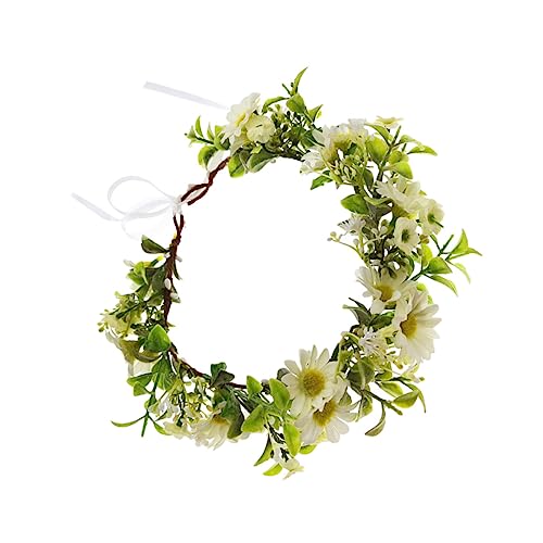 Beavorty Brautkranz Blumenkopfschmuck Für Frauen Gänseblümchen-blumen-stirnband Diademe Für Mädchen Blumenkranz Verstellbare Brautblumengirlande Stirnbänder Weiß Fräulein Haar Pp Zubehör von Beavorty