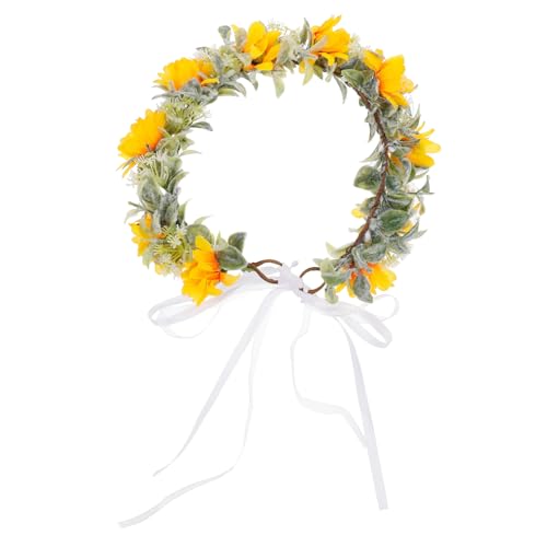 Beavorty Brautkranz rosa Blumenkrone Blumenkopfschmuck für Frauen gelbe Blumenkrone haarschmuck Mori-Abteilung Sonnenblume Haarteil Kopfbedeckung Fräulein Stirnband PP von Beavorty