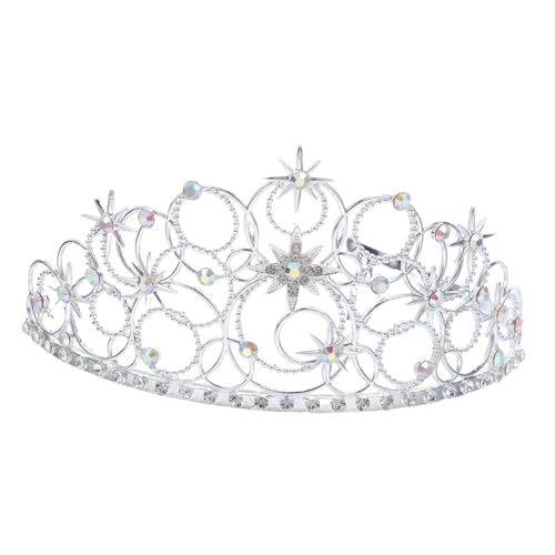 Beavorty Bridal Wedding Crown mit Funkelnden Strasssteinen Stern Design Leichter Zinklegierung Stabile Seitenkämme Langlebige Haarschmuck Krone für Braut Hochzeit Festliche Anlässe von Beavorty