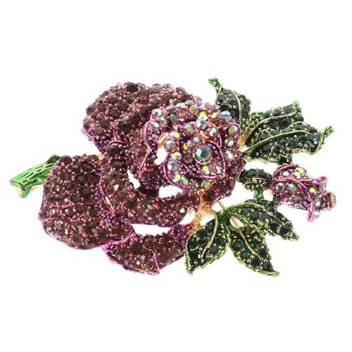 Beavorty Rosenblütenbrosche Legierung Strass Anstecknadel Blumenbrosche für Damen Schmuck für Besondere Anlässe Modisches Kleidungsaccessoire von Beavorty