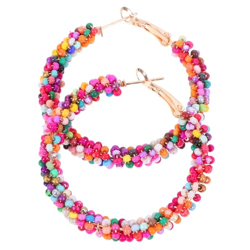 Beavorty Bunte Boho Vintage Drop Ohrringe Damen Leicht Rund Perlen Anhänger Ethno Stil Stilvolle Statement Schmuck für Urlaub und Alltag von Beavorty