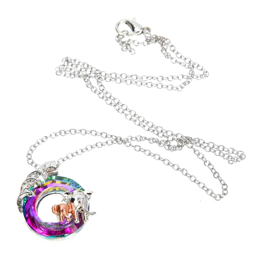 Beavorty Bunte Halskette mit Kristallanhänger Familien Schmuck für Frauen und Junge Mädchen Verbindung Damenkette für Besondere Anlässe von Beavorty