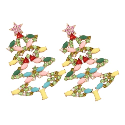 Beavorty Bunte Strass Weihnachtsbaum Ohrringe Damen Ohrhänger mit Farbigen Schmucksteinen Festlicher Schmuck für Damen Christbaumschmuck Ohrringe Vielseitig Kombinierbar von Beavorty