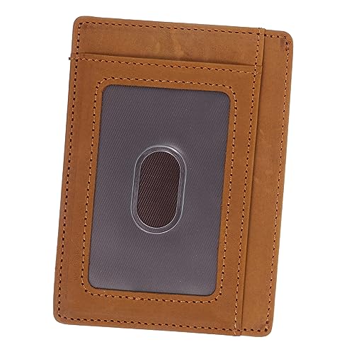 Beavorty Cards Holder RFID Kartenetui mit Schutzfunktion für Kreditkarten Ausweise Ultraleichtes Elegantes PU Material Hellbraun Unterwegs Zubehör für Herren von Beavorty
