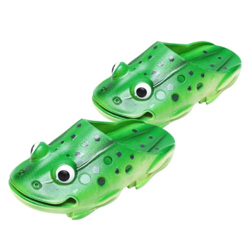 Beavorty Cartoon Hausschuhe Rutschfeste Leichte Sommerschlappen mit Kreativem Frosch Motiv Atmungsaktiv und Flexibel für Strand Garten und Alltag Cyan von Beavorty