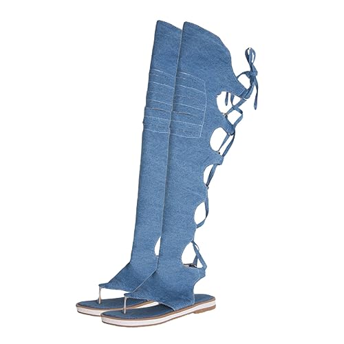 Beavorty Chic Damen Sandalen Roman Stil Flache Zehensteg Sandaletten mit Hohlem Design Rutschfeste Sommerschuhe für Alltag Freizeit und Party von Beavorty