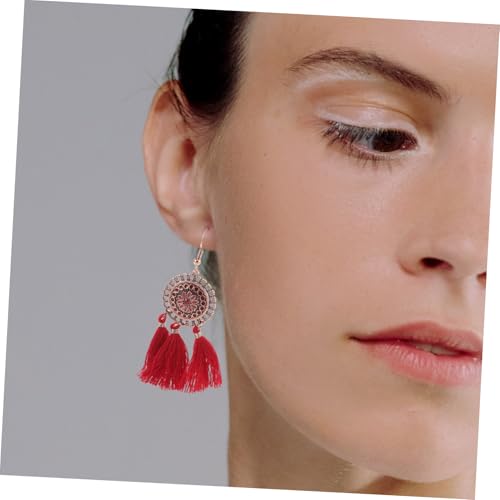 Beavorty Chinesische Festival Ohrringe Rote Tassel Ohrhänger Leichte Legierung Ethnischer Boho Schmuck Für Neujahr Frauen von Beavorty