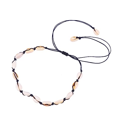 Beavorty Muschelkette Für Damen Halskette Mit Anhänger Aus Natürlichem Muschelsplitter Leinenkette Halsschmuck Für Frauen Und Mädchen Schwarz Für Partys Und Besondere Anlässe von Beavorty