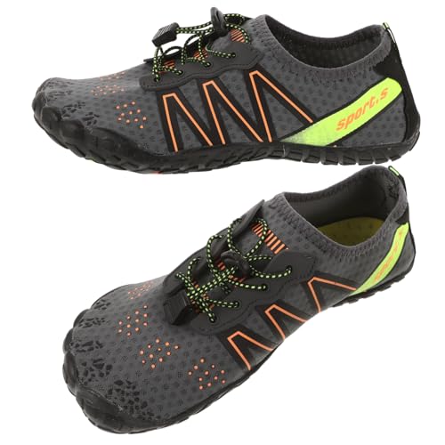 Beavorty Creek-Schuhe Barfußschuhe Badeschuhe Damen Wasserschuhe Strandschuhe Herren Zehen Schuhe Schwimmschuhe Wasserufer Wanderschuhe Aqua-Schuhe Badeschuhe Herren Poolschuhe Stoff Grau von Beavorty