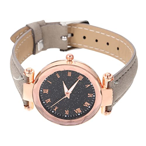 Beavorty Damen Armbanduhr mit Lederarmband Analog Uhr für Frauen Verstellbares Armband Minimalistisches Design für Graue Roman mit Mehrschichtigem von Beavorty