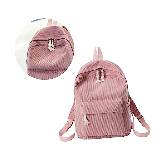 Beavorty Damen Corduroy Rucksack Multifunktionaler Modischer Backpack für Studentinnen Frauen mit Großem Stauraum Rosa Langlebig mit Diebstahlschutz von Beavorty
