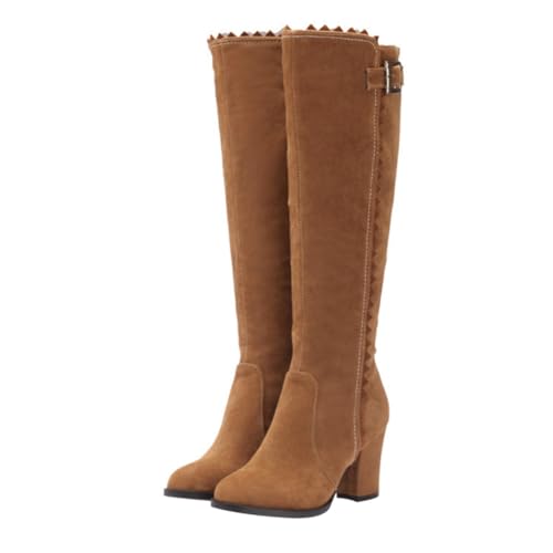 Beavorty Damen Langschaftstiefel Herbst Winter Hochschaft Stiefel mit Absatz Bequeme Weiche Female Boots für Alltag und Reise von Beavorty