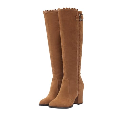Beavorty Damen Langschaftstiefel mit Hohem Absatz Atmungsaktivem Hautfreundlichem Material Rutschfester Sohle und Schlankmachendem Design für Herbst und Winter von Beavorty