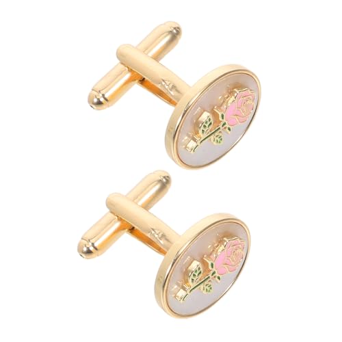 Beavorty Damen Manschettenknöpfe Rosenmotiv Klassische Runde Form Goldfarben Langlebiges Material Elegant für Hemden Hochzeiten Bälle und Festliche Anlässe von Beavorty