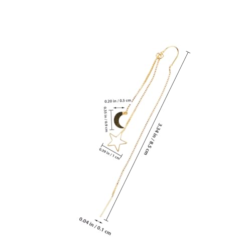 Beavorty Damen Ohrschmuck Mond Stern Ohrringe Hängend Fadenohrringe Leicht Mit Quaste Hollow Stern Design Für Alltag Frisuren Kombinierbar von Beavorty