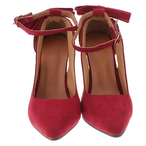 Beavorty Damen Pumps High Heels Riemchen Absatz Spitz Zehen Stilvolle Brautschuhe mit Schleifenverzierung für Party Hochzeit Frühling Sommer von Beavorty