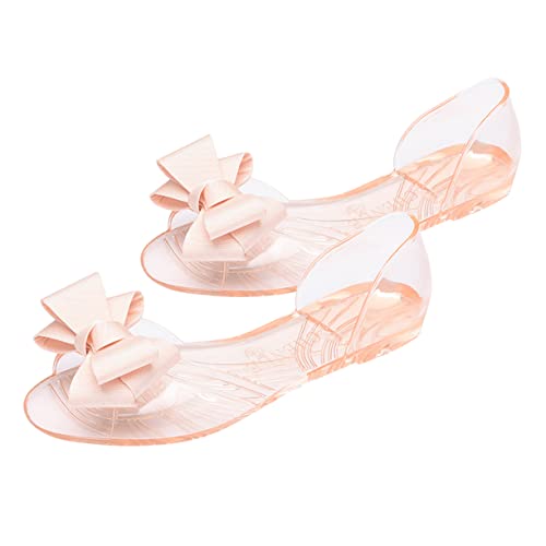 Beavorty Damen Sandalen Flach Jelly Shoes mit Schleife Sommer Strand Schuhe Bequeme Leichte Fußbekleidung Beige Geeignet für Damen Freizeit und Alltag Beavorty Damen Sandalen Flach Jelly Shoes mit Schleife Sommer Strand Schuhe Bequeme Leichte Fußbekleidung Beige Geeignet für Damen Freizeit und Alltag von Beavorty