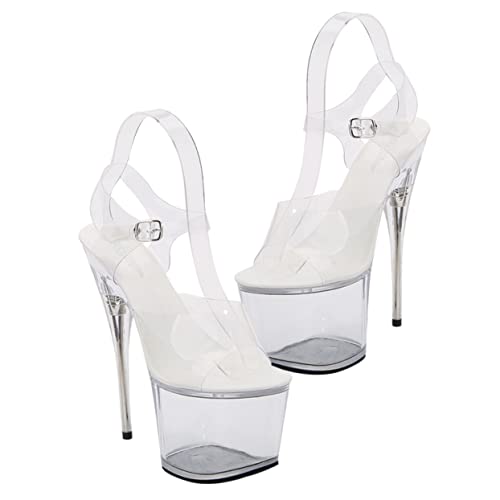 Beavorty Damen Sandaletten mit Transparentem High Heel Verarbeitung Modischer Look Bequeme Absatzschuhe für Sommer Party und Alltag Stilvolle Sandalen für Damen Weiß von Beavorty