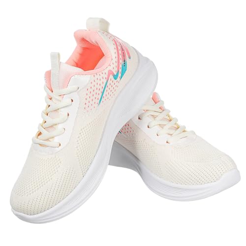Beavorty Damen Sneaker Atmungsaktiv Leichtgewichtige Sportschuhe mit Rutschfester Sohle Mesh Obermaterial Bequemer Sitz Fitness und Laufschuhe Weiß von Beavorty
