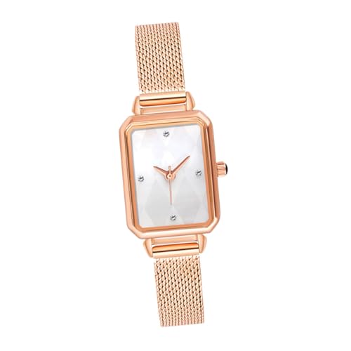 Beavorty Damen Sport Armbanduhr Elegant Casual Uhr Rosegold Weiß Netzband Mode Accessoire für Frauen und Mädchen von Beavorty