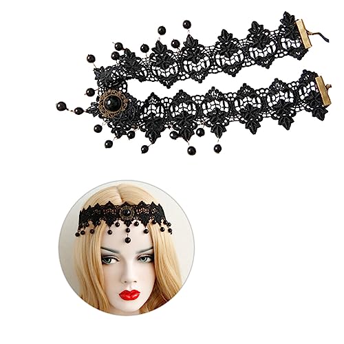 Beavorty Stirn-kopf-kette Gotische Kopfbedeckung Halloween Kopfschmuck Stirnkette Für Frauen Haarband Mit Kette Gothic Kopfschmuck Böhmische Stirnbänder Fräulein Stirnband Elastisch von Beavorty