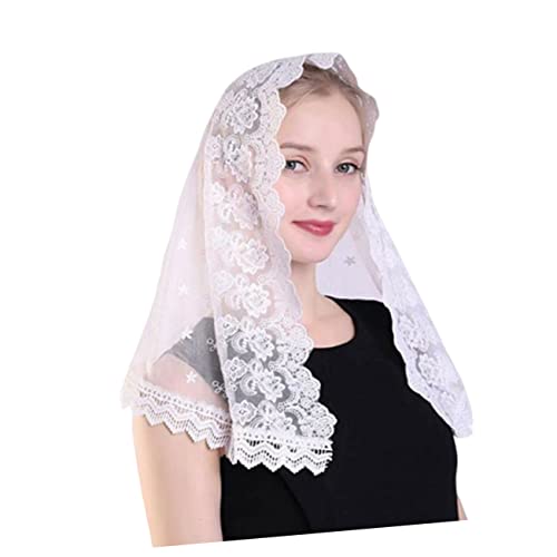 Beavorty Accessoires für Damen Schleier Kapelle künstlicher Mantilla Tiara weißes Stirnband modisches Halstuch Damen Accessoires Frauenkleidung Zubehör Spanien Schal Braut Blumen von Beavorty