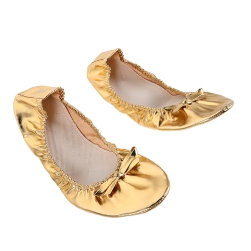 Beavorty Damenschuhe Ballet Flats Gold Soft Split Sole Tanzschuhe für Bauchtanz Yoga Hochelastische Stoßdämpfende Leichte Professionelle Tanzschuhe von Beavorty
